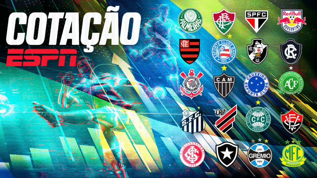 Brasileirão 2026: Cotação ESPN tem Flamengo bi, Cruzeiro acima do Palmeiras e São Paulo lá embaixo