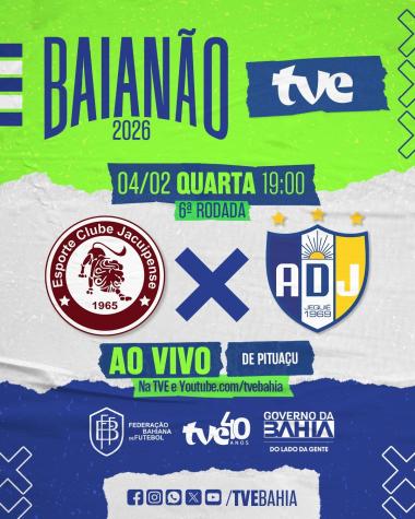 Jacuipense e Jequié nesta quarta-feira na TVE