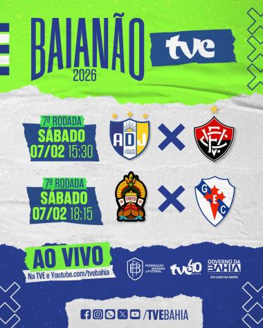 Sétima rodada do Baianão tem dois jogos ao vivo na TVE