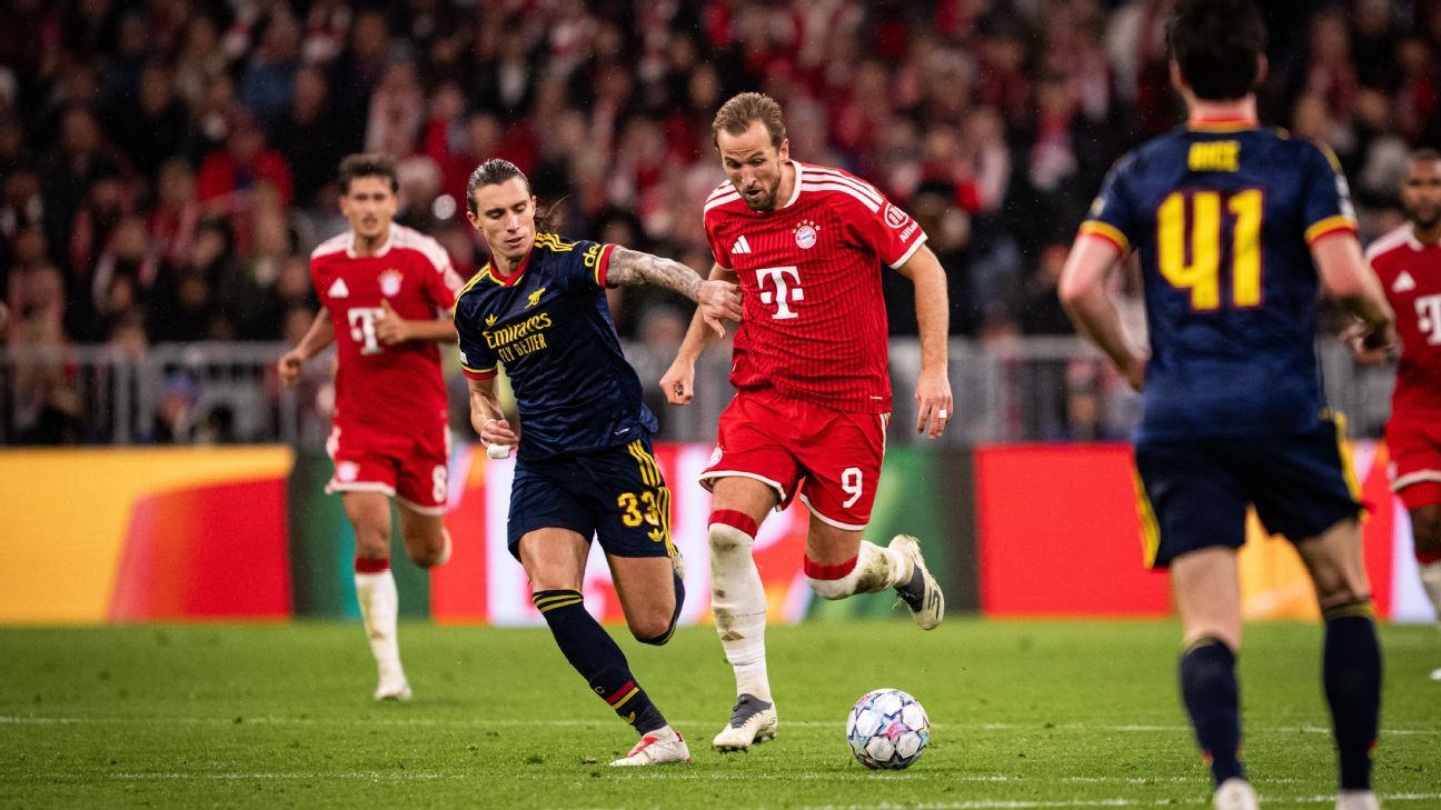 Harry Kane dá show, mas Bayern leva empate do Arsenal na Champions League